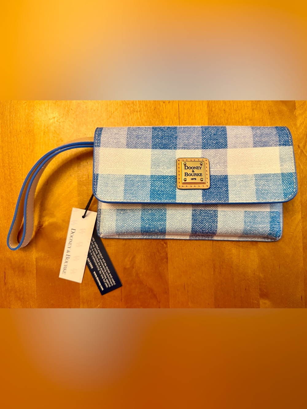 Dooney & Bourke Blue Gingham “Molly” Wristlet